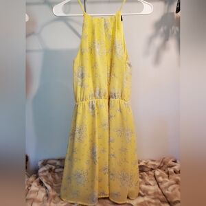 Floral yellow halter dress size XS